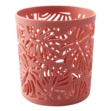 Imagem de Para Escritório Material Escolar Lápis Porta Caneta Cilindro Papelaria Organizador Nórdica Destinatário Flor Oca Pincel de Maquiagem (vermelho)