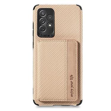 Imagem de Carteira de cartão de couro para Samsung Galaxy A51 A52 A72 A53 A12 A50 A30S A22 M33 M53 M23 M32 5G Slot para cartão Poket Case Capa Traseira, cáqui, Para Samsung M23 (5G)