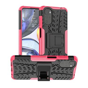 Imagem de YUNCHAO Caixa de telefone Para Motorola Moto G22/E32 Textura do pneu TPU + Caixa de telefone PC com suporte capa para celular