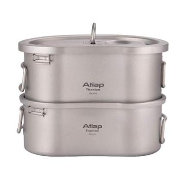 Imagem de ATiAP Kit de bagunça de cantina de titânio com alça dobrável anel suspenso ultraleve portátil para almoço acampamento ao ar livre caminhadas