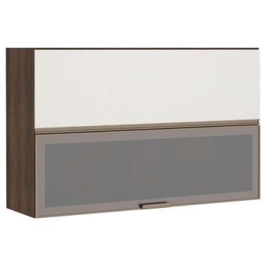 Imagem de Armário Aéreo 120cm 2 Portas Prata Dourado Com Kashmir