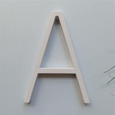 Imagem de 3D Flutuante Placa Casa Números 125mm Modern Porta Número Placas Sinal Endereço para Interior Rua Ao Ar Livre Caixa Correio 0-9 Branco Liga Zinco Metal Lacado com Parafusos, Anti-Ferrugem (A)