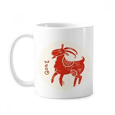 Imagem de Ano de ovelhas animal China zodíaco caneca vermelha cerâmica xícara de café porcelana louça