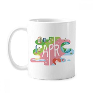 Imagem de Caneca de cerâmica com ilustração do mês de abril de cerâmica xícara de porcelana de café