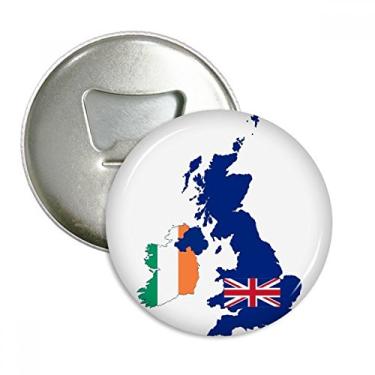 Imagem de Mapa da Grã-Bretanha Bandeira da Irlanda País Reino Unido Abridor de Garrafas Imã de Geladeira Emblema Multifuncional