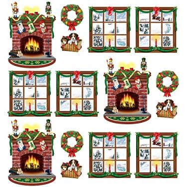 Imagem de Beistle 15 peças de decoração de natal de plástico impresso para ambientes internos, cenário de cabine fotográfica, 124 cm, multicolorido