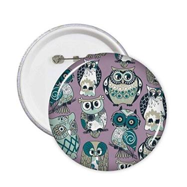 Imagem de Decoração artística decorativa de coruja, com estampa de flores, alfinetes modernos, emblema, botões, 5 peças