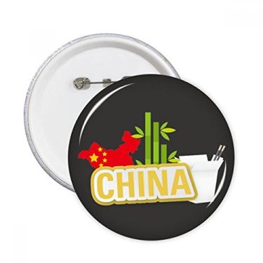 Imagem de China Map Bamboo Yellow China Town Alfinetes redondos crachá botão emblema decoração acessório 5 peças