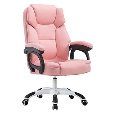 Imagem de Cadeira de escritório Assento estofado com apoio de braço Cadeira de escritório de corrida ergonômica Cadeira de jogos de couro com encosto alto Cadeira de escritório de couro PU (cor: rosa) needed