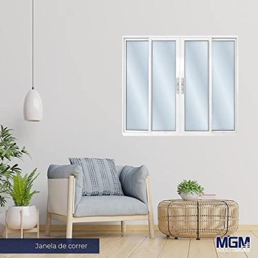 Imagem de Janela de Alumínio de Correr 100x120cm 4 Folhas 2 Fixas com Vidro Liso Linha Solida MGM Branco
