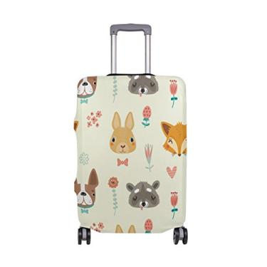 Imagem de Linda capa protetora de bagagem de urso de raposa para viagens, crianças, homens e mulheres, Multi, Only Luggage Cover Size M