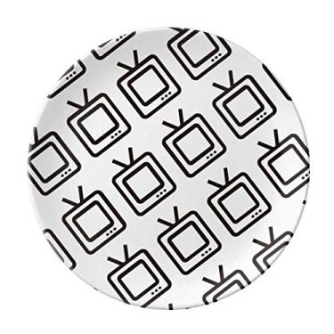 Imagem de Relógios de televisão, placa decorativa de porcelana, salver, louça, jantar
