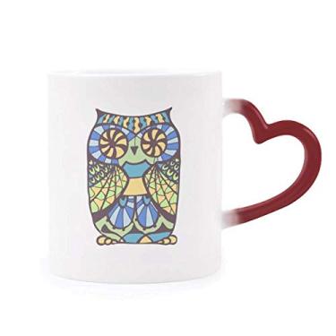Imagem de Caneca decorativa de coruja sensível ao calor Caneca vermelha que muda de cor