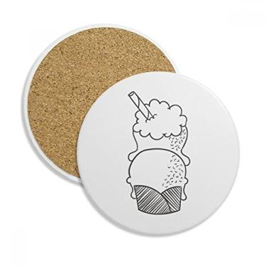 Imagem de Black Outline Biscoitos Porta-copos de sorvete Caneca de mesa Pedra absorvente de proteção de mesa