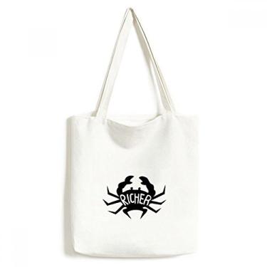 Imagem de Bolsa de lona natural com desenho de caranguejo preto bolsa de compras casual