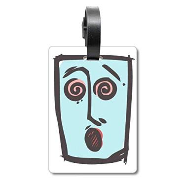 Imagem de Dizzy Abstract Face Sketch Happy Suitcase Bag Etiqueta Bagagem Cartão de Bagagem Etiqueta Scutcheon Etiqueta
