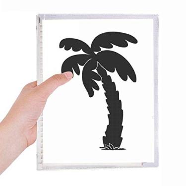 Imagem de Planta de coqueiro, preto, caderno de folhas soltas, diário recarregável, papelaria