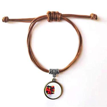 Imagem de DIYthinker Pulseira de couro com imagem de frutas vermelhas temperadas, pulseira de couro com corda de esconderijo marrom joia presente