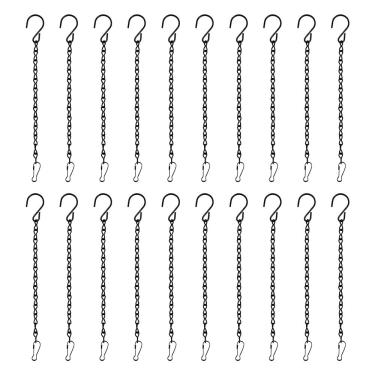 Imagem de YONII Pacote com 20 ganchos de plantas de jardim, corrente de substituição de cesta de vaso de flores para alimentadores de pássaros, plantadores, outdoors, lanternas e ornamentos (24 cm, preto)