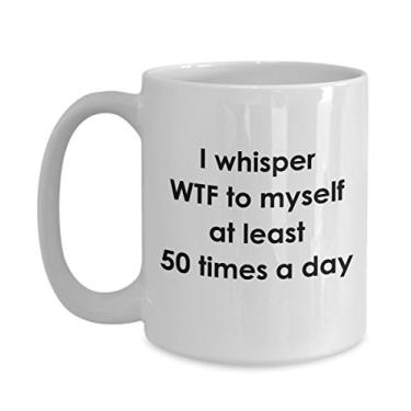 Imagem de Caneca I Whisper Wtf to Myself - Caneca de café de cacau quente divertido - ideia de de Natal