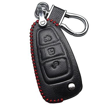 Imagem de SELIYA Capa de couro para chave de carro adequada para Ford Nissan GTR Wingroad Teana 3/4 botões proteção remota C