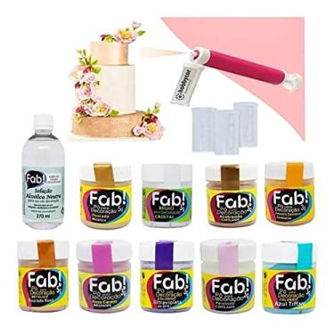 Imagem de Kit Pó Glitter Fab 9 Cores + Bombinha/Pulverizador + Solução Neutra 270ml