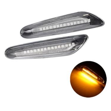Imagem de 2 pçs lente fumê dinâmico LED marcador lateral luz piscante lâmpada para BMW 1 3 Série 5 E60 E61 E81 E82 E88 E46 E90 E91 E92 E93 X3 E83 X1 E84 (limpo)