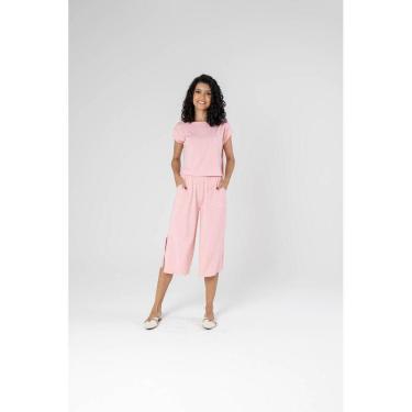 Imagem de Conjunto Blusa Cropped + Calça  Pantacourt Com Fenda Lateral