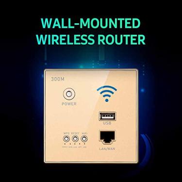 Imagem de Daconovo Roteador sem fio 300Mbps In-Wall Ponto de acesso AP Roteador WiFi LAN Rede Switch Roteador WiFi AP com criptografia WPS com soquete USB branco
