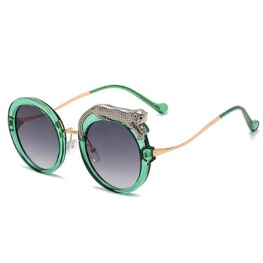 Imagem de Óculos de sol redondos de cristal para mulheres óculos de diamante Shades des lunettes de soleil UV400, verde, tamanho único