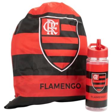 Imagem de Garrafa Plástico 450ml Com Mochila Tipo saco - Flamengo