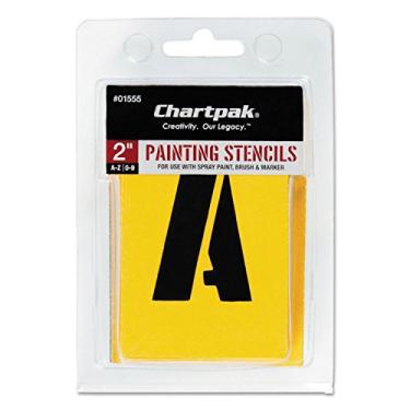 Imagem de Chartpak, CHA01555, estêncil de letras e números de pintura, 35 / conjunto, amarelo, 5 cm