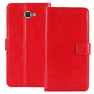 Imagem de TienJueShi Capa protetora de couro flip retrô premium para livros Red Book Stand Capa carteira Etui para Samsung Galaxy J7 Prime G610F 5,5 polegadas