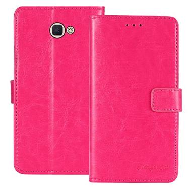 Imagem de TienJueShi Capa protetora de couro flip estilo livro rosa carteira TPU silicone Etui para Samsung Galaxy J7 Prime G610F 5,5 polegadas