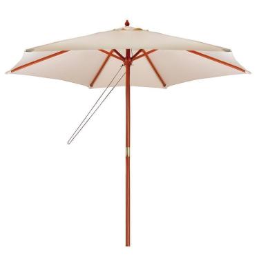 Imagem de Ombrelone Em Madeira Jardim Piscina Praia 3m Mor Cor:bege Bege