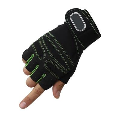 Imagem de Luva Masculina Crossfit Academia Musculação Com Munhequeira (Preta/Verde, G)