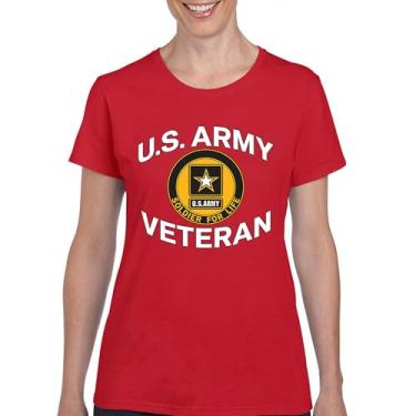 Imagem de Camiseta US Army Veteran Soldier for Life Military Pride DD 214 Patriotic Armed Forces Gear Licenciada, Vermelho, XXG