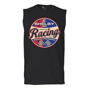 Imagem de Camiseta masculina Shelby Racing Muscle 1962 American Muscle Car Mustang Cobra GT500 GT350 Performance Powered by Ford, Preto, XXG