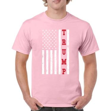 Imagem de Camiseta masculina bandeira de Donald Trump 2024 MAGA America First President American Republican Conservative Patriotic, Rosa claro, GG