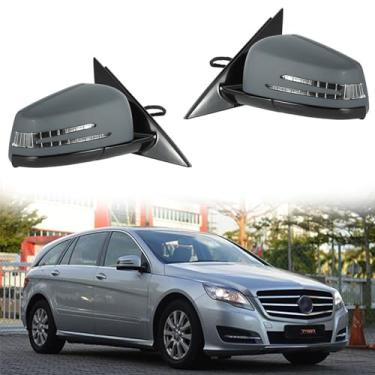 Imagem de Conjunto de espelho de porta lateral adequado para Mercedes Benz 2007-2015 W251 R280 R300 R350 R400 Espelho retrovisor lateral para acessórios Mercedes Benz dobrável, memória, aquecimento, luz de poça