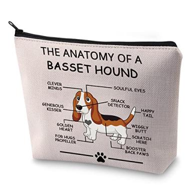 Imagem de LEVLO Presentes engraçados para amantes do Basset Hound The Anatomy of A Basset Hound Bolsas de Cosméticos Basset Hound Veterinária Mamãe Bolsas de Higiene Pessoal de Viagem, Basset Hound