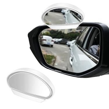 Imagem de Ziciner Espelho de carro de ponto cego, espelho retrovisor convexo auxiliar de rotação de 360° ajustável para veículo, espelho retrovisor lateral automático universal para carro, caminhão, SUV RV (B, branco)