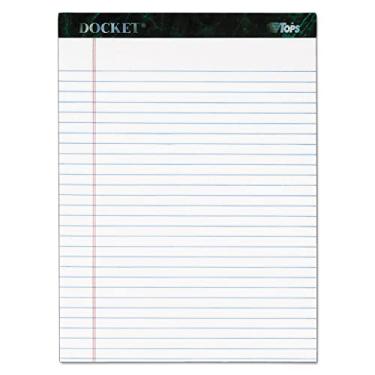 Imagem de TOPS Docket Writing Tablet, 21 x 29 cm, perfurado, branco, régua legal/larga, 50 folhas por bloco, 6 blocos por pacote (63416)