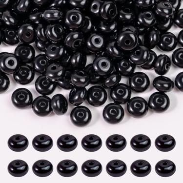 Imagem de Niziky 500 peças de contas de lentilha acrílicas de 8 mm, contas pretas de ábaco soltas para artesanato, contas espaçadoras de acrílico para fabricação de joias, pulseira, colar, contas para canetas,