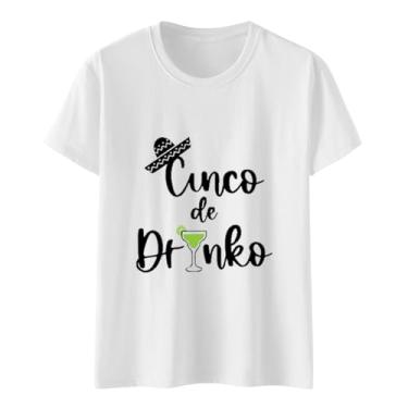 Imagem de Camiseta feminina Summer De Mayo com estampa gráfica de manga curta, festival, festa mexicana, J-branco, G