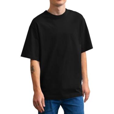 Imagem de Camiseta masculina ultra macia de viscose de bambu, gola redonda, leve, manga curta, elástica, refrescante, casual, básica, Preto, P