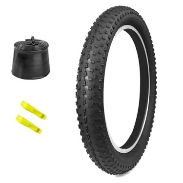 Imagem de MAKELEN Pneu e tubo de bicicleta Fat Bike de 50,8 cm x 7,6 cm compatível com aderência forte para bicicleta de montanha, neve e praia