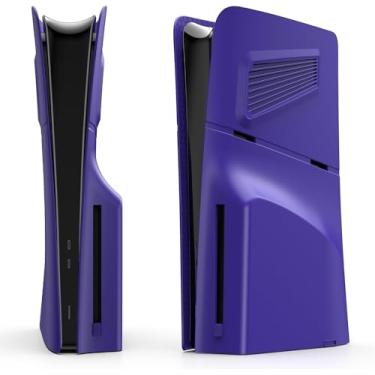 Imagem de Adequado para case de versão de disco PS5 Slim, painel com aberturas de resfriamento, capa protetora anti-riscos e à prova de poeira, painéis laterais de reposição ABS. (ABS-Roxo)