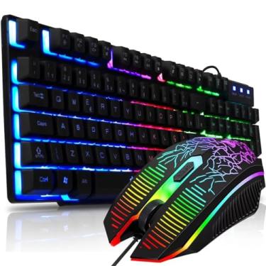 Imagem de Mageon Teclado e Mouse Gamer RGB Mageon Teclado Semi-Mecânico com 3600 DPI e Iluminação RGB Conjunto para PC/Consoles