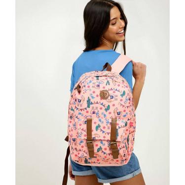 Imagem de Mochila juvenil escolar cactos e lhama 